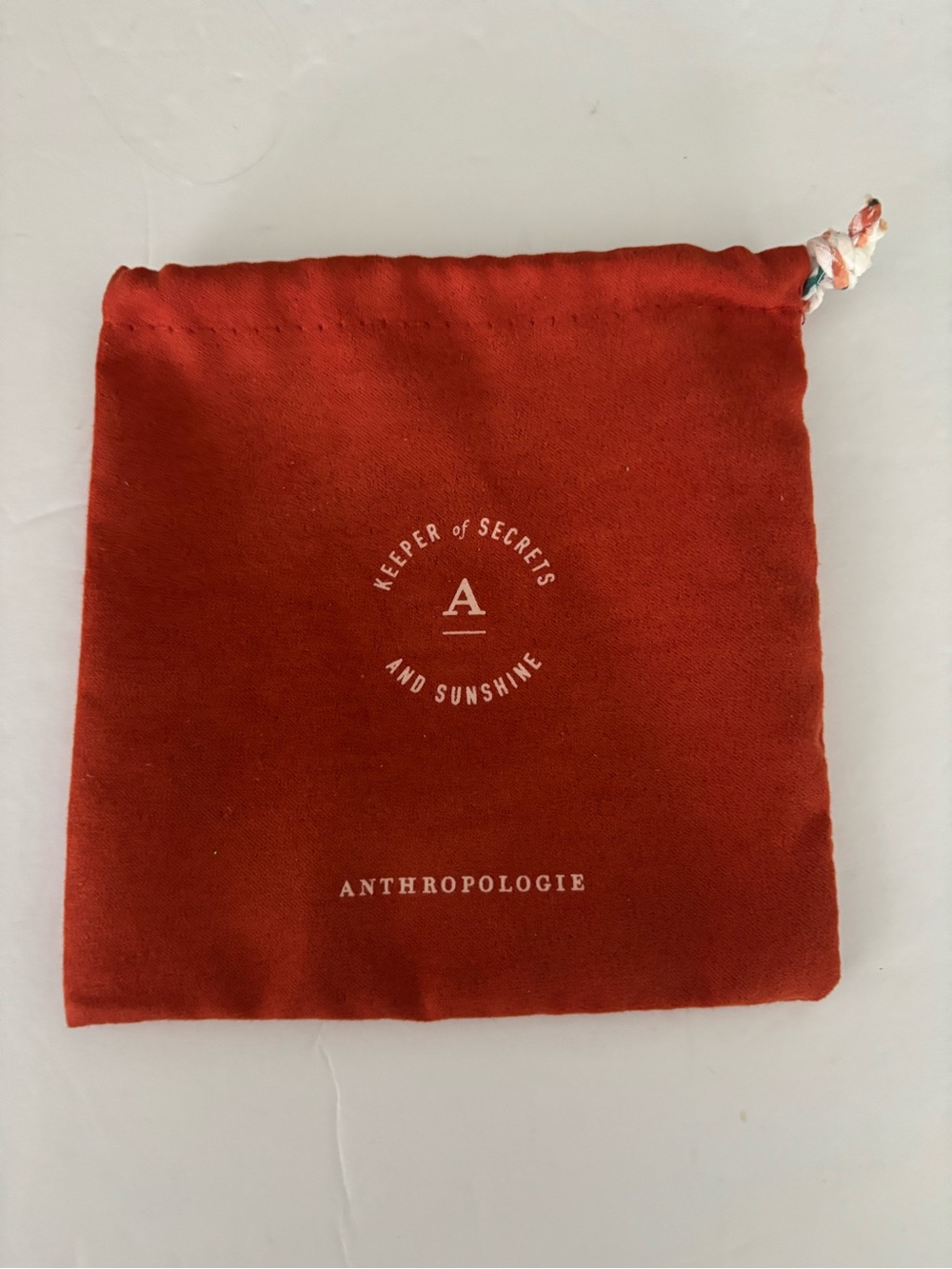 Anthropologie Jewelry Pouch W/Drawstring & Logo warm amber